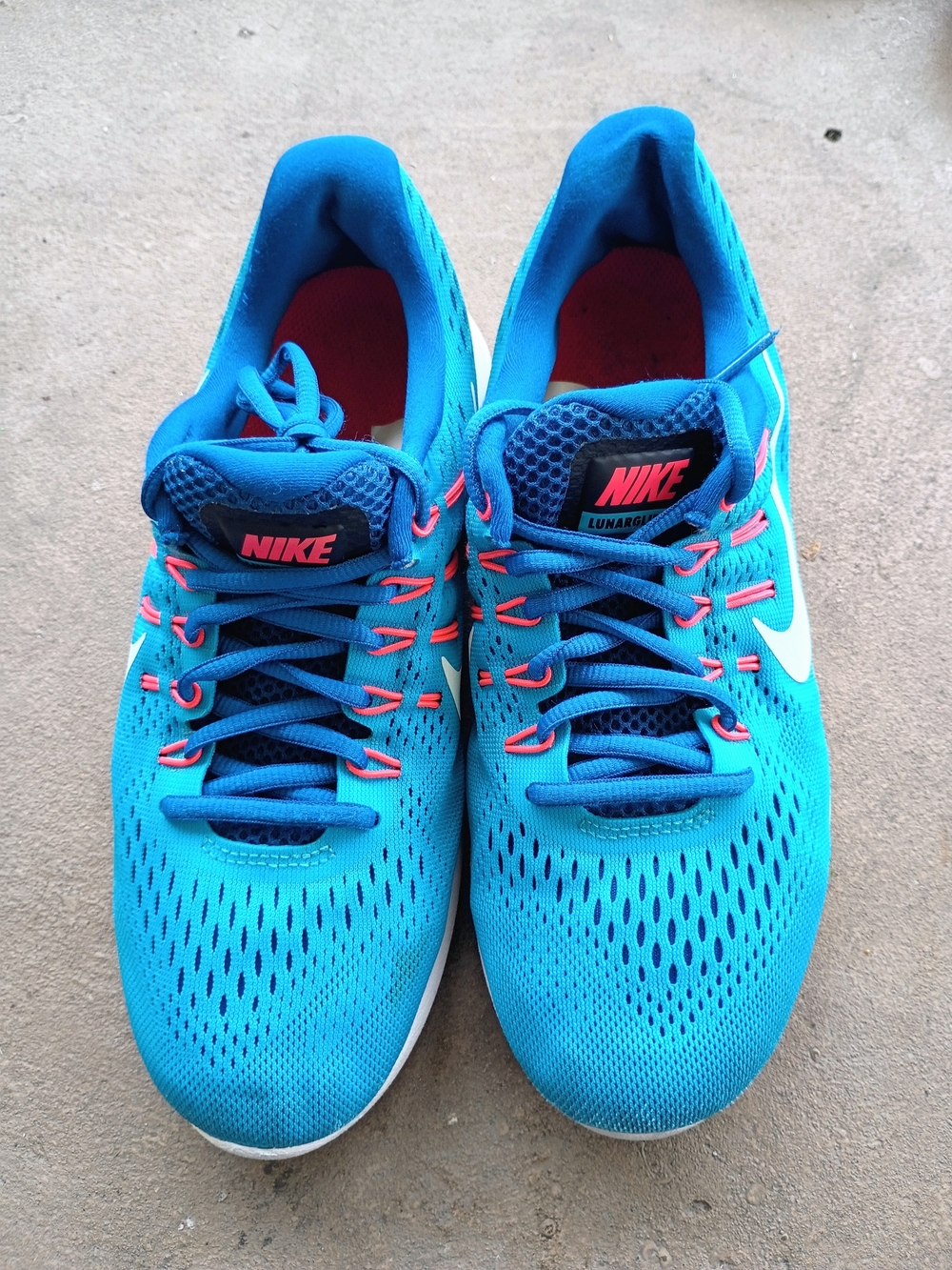 Nike Lunarglide Running Shoes in Bright Blue with Coral Accents